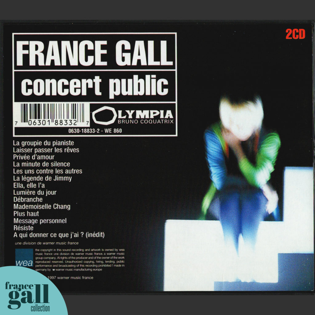 Ce double album CD Live live Concert privé / Concert public contient deux spectacles enregistrés à l'Olympia le 15 novembre 1996 et au Zénith de Lille le 22 mars 1997.