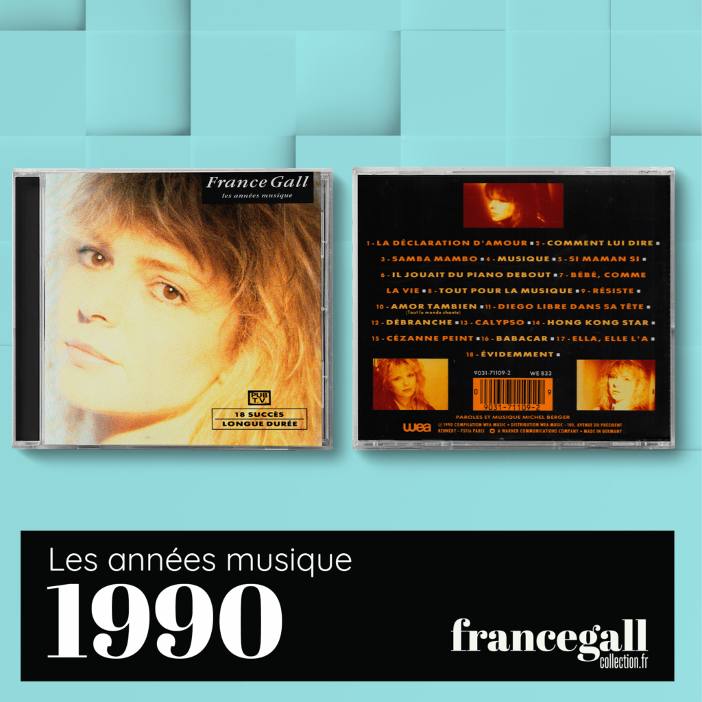 Edition simple de la compilation au format CD Les années musique qui contient 18 titres composés par Michel Berger édités de 1975 à 1987.