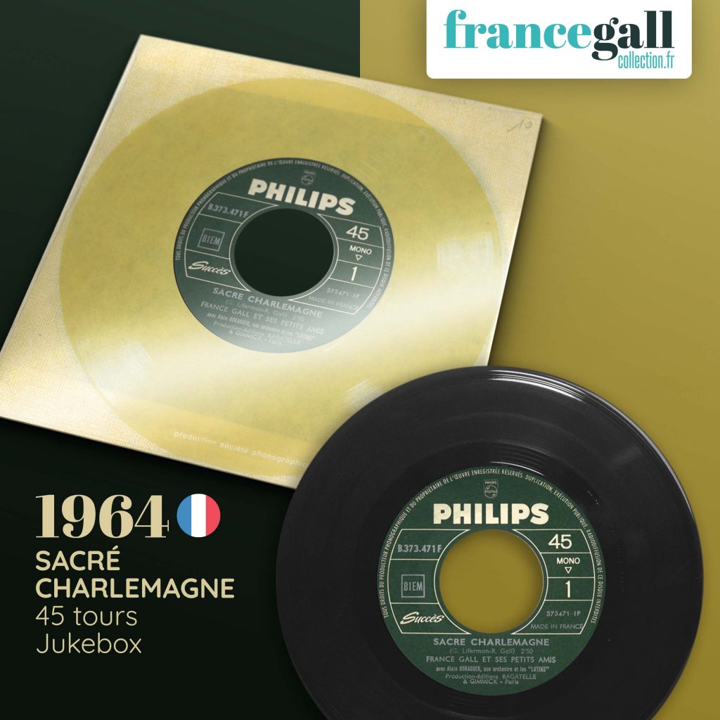 Ce 45 tours édité pour les jukebox en 1964 contient 2 titres de France Gall, Sacré Charlemagne et Au clair de la lune. Ces titres sont édités la première fois sur le 45 tours EP Sacré Charlemagne (France Gall et ses petits amis)