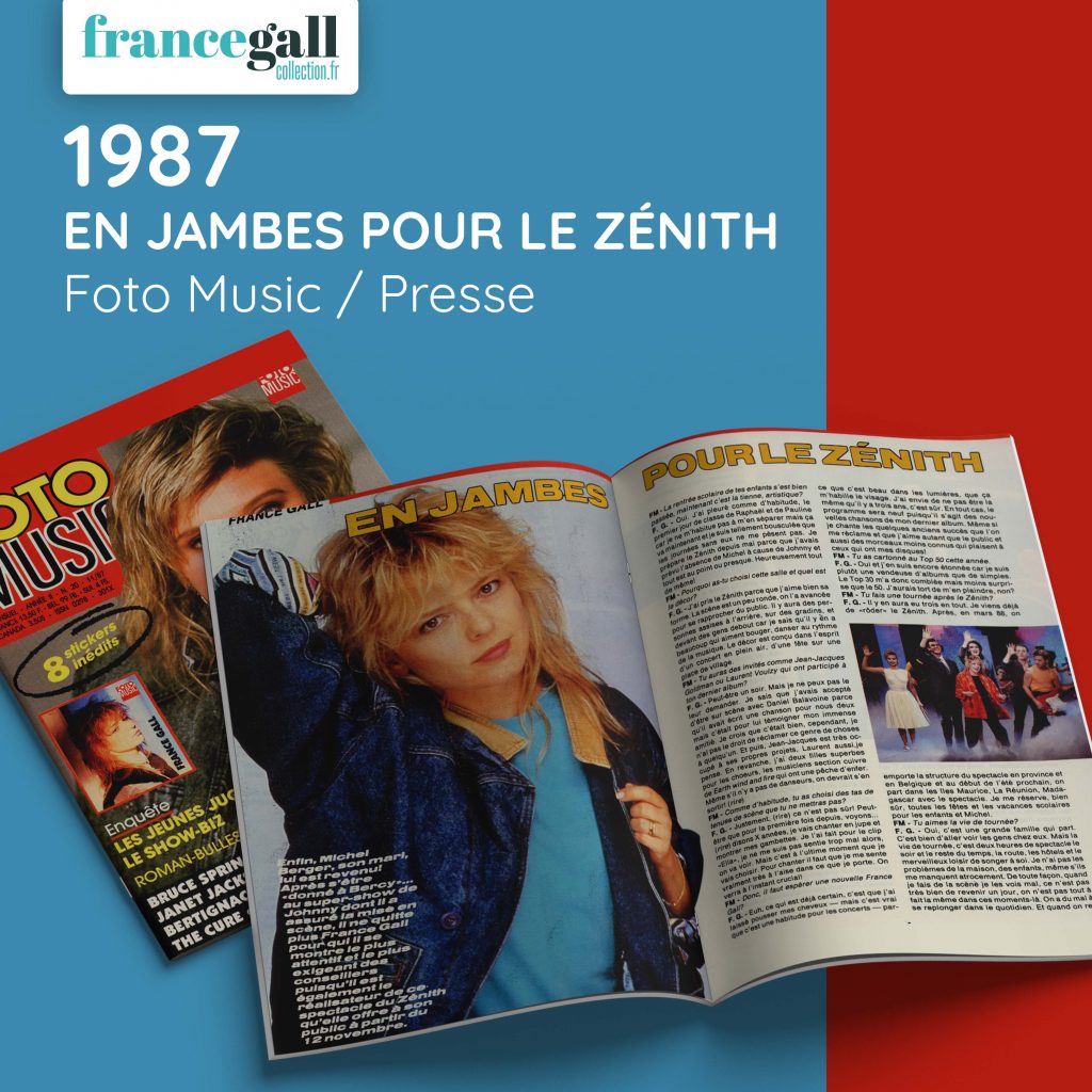 1987 France Gall Presse En jambes pour le Zénith Foto Music Novembre 87 006
