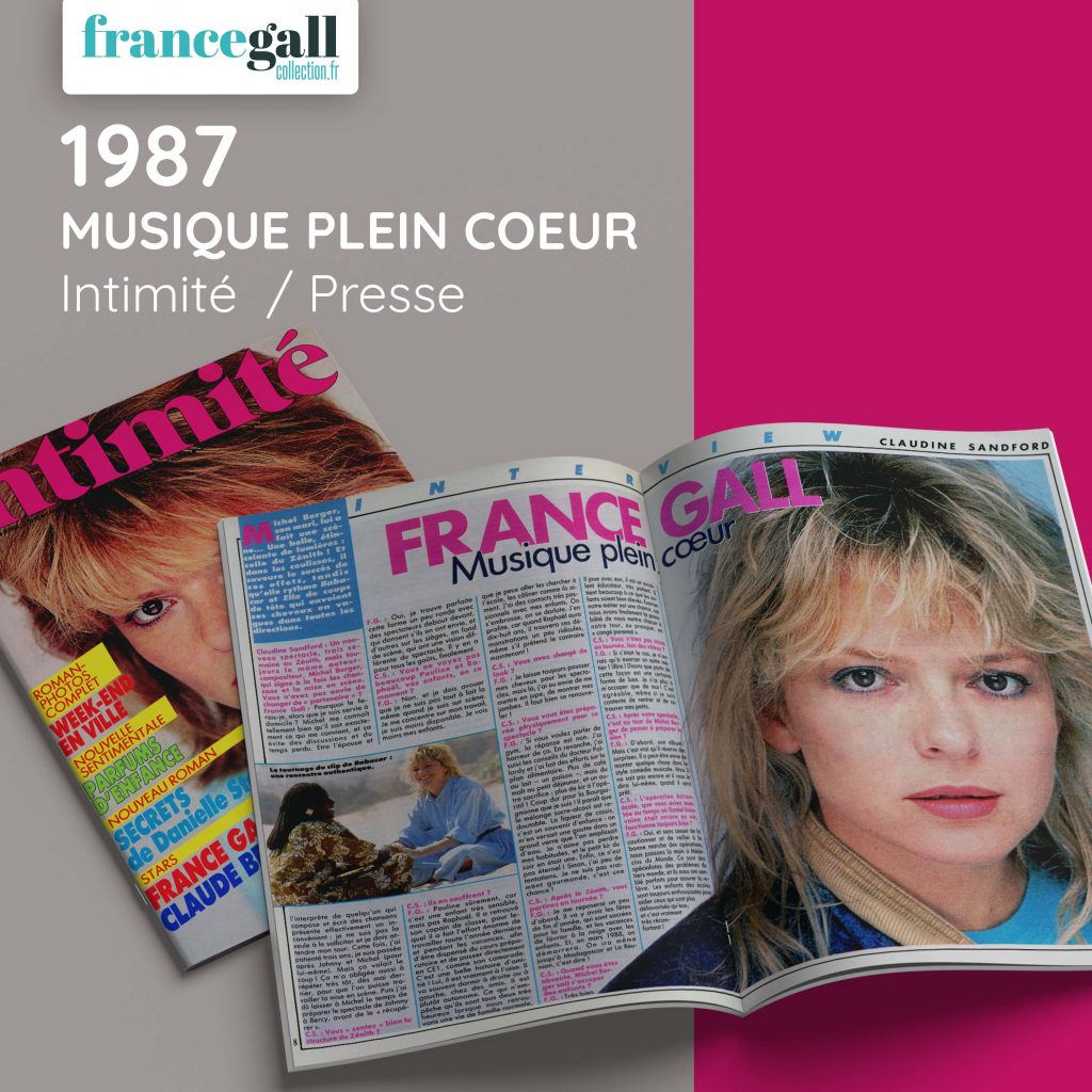 1987 France Gall Presse France Gall musique plein coeurIntimité de novembre 87 005