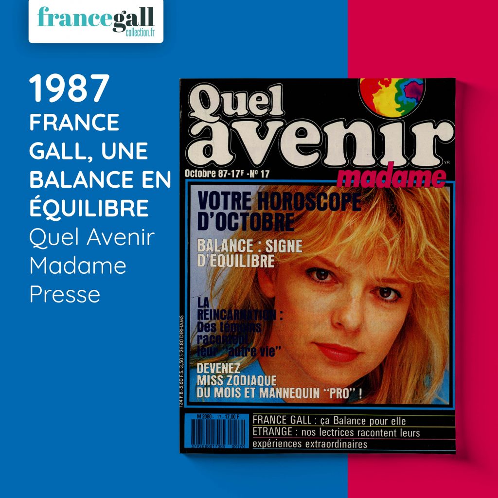 1987 France Gall Presse France Gall une Balance en équilibre Quel Avenir Madame N°17 006