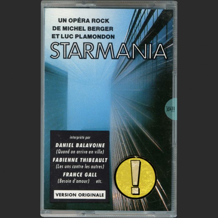 Edition au format cassette de 1991 de Starmania, ou la passion de Johnny Rockfort selon les évangiles télévisés, contenant 20 extraits de l'opéra de Michel Berger et Luc Plamandon.
