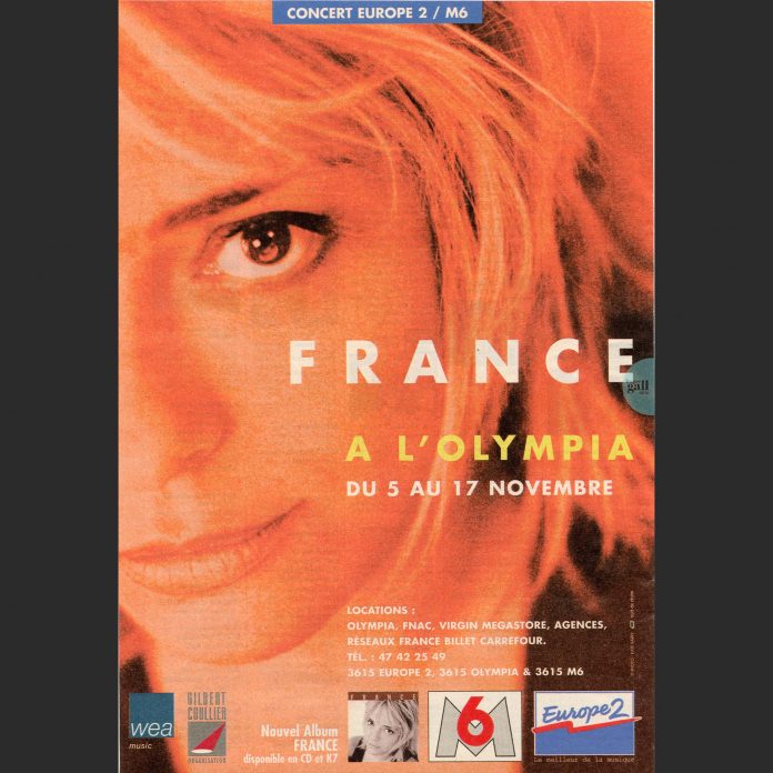 Publicité pour les concerts de France Gall à l'Olympia parue dans le magazine Télé 7 Jours du 5 au 11 octobre 1996.