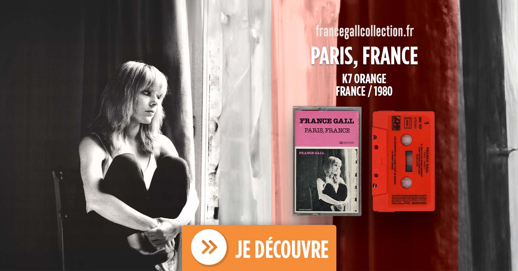 Edition au format cassette, de couleur orange, du 19 mai 1980 de Paris, France, troisième album studio que Michel Berger a produit pour France Gall.