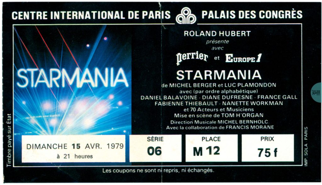 Programme original du spectacle Starmania qui s'est déroulé du 10 avril au 3 mai 1979, au Centre International de Paris (Palais des Congrès).