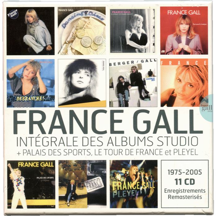 Coffret France Gall de 11 CD remasterisés contenant l'intégrale des albums studio et 3 concerts de France Gall.