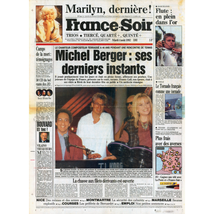 A 21h30 précises, alors qu'il entrait sur la scène en plein air du Théâtre Gérard-Philipe, la mort du chanteur Michel Berger était officiellement constaté par les médecins du SMUR, le Service médical d'urgence de Saint-Tropez.